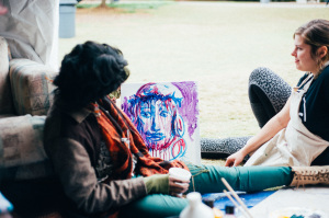 Some students painted murals, which were displayed inside and outside the tent on the Campus Green. Credit: Photo: Matt Boggs | The Sentinel