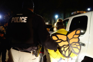 Undocumented students wore monarch butterfly wings to symbolize migration.  