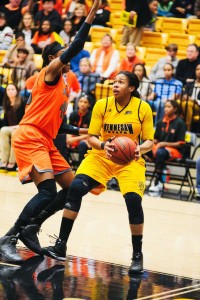 Jasmine McAllister posted 14 points and nine rebounds in KSU's 54-44 loss to Mercer on Tuesday night. 