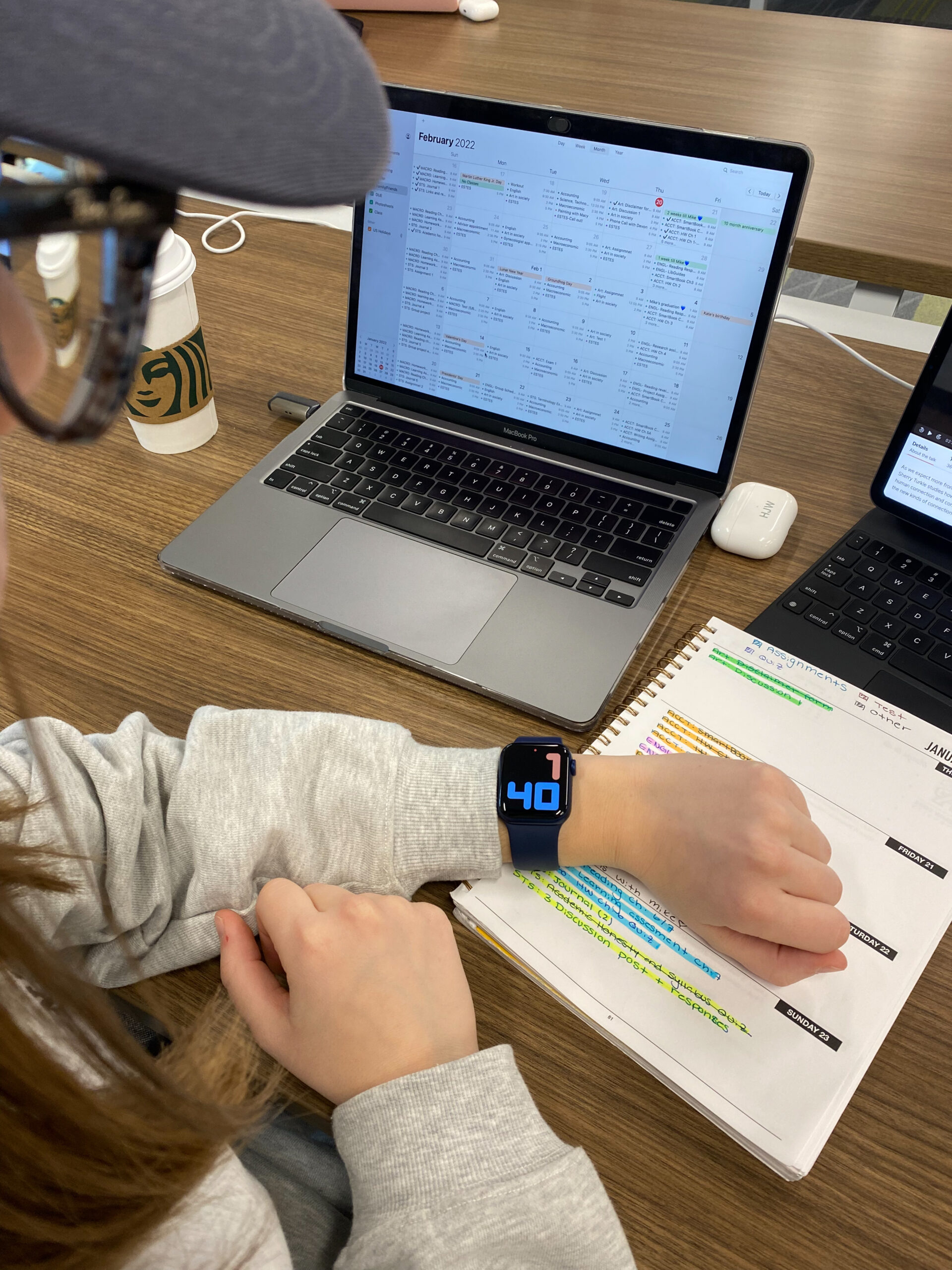 Learning how to properly manage your time is an important skill that can help you stay on top of school, work, and personal affairs. Planners, calendars, and schedules are all great and effective ways to help with time management. Photographer: Emma Eagle.