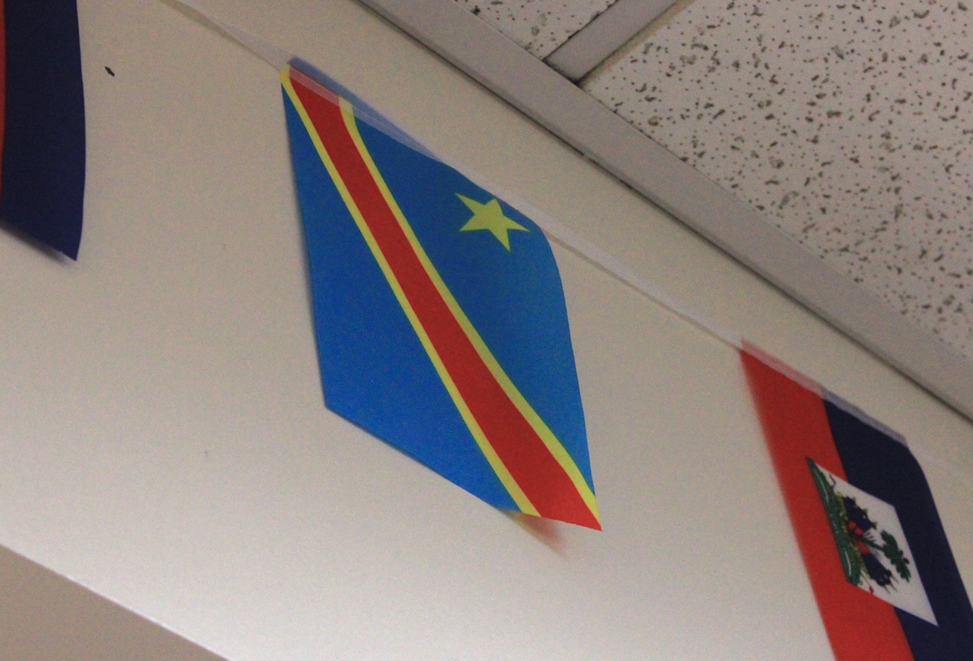 The Democratic Republic of the Congo flag hung in the Global Village located in Carmichael Student Center.