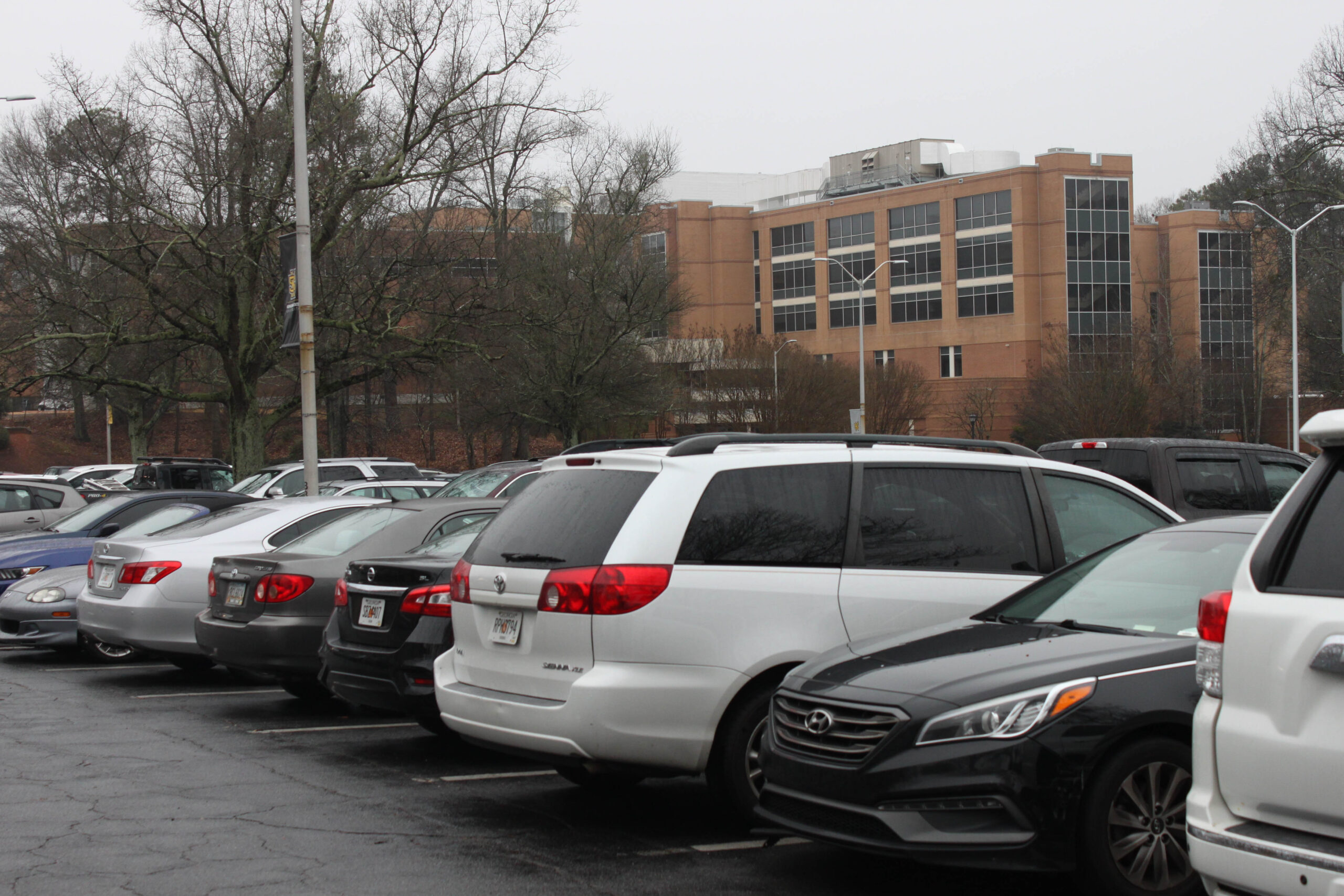 Lot A filled with students due to not enough spots being provided in parking decks.