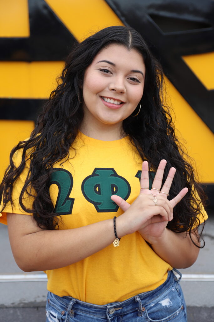 Viviana Rodriguez of KSU sorority Omega Phi Beta.