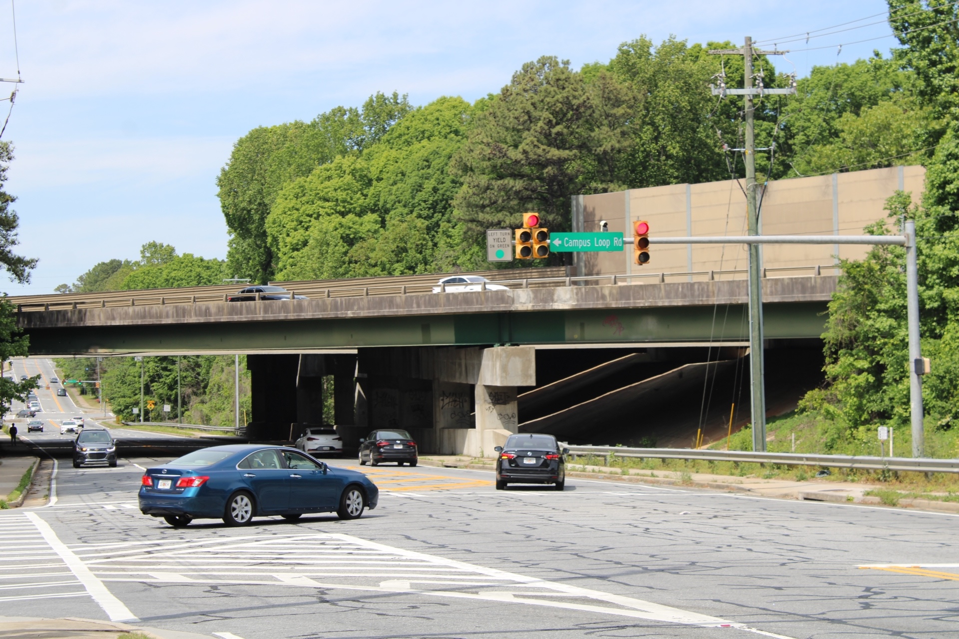 Intersection of Campus Loop Road and Frey Road.